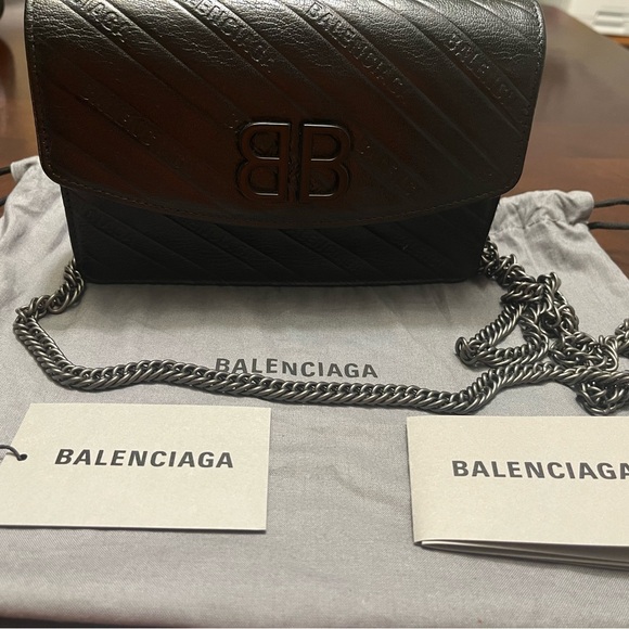 Balenciaga Black Crossbody Bag with Chain Strap. - Picture 1 of 5